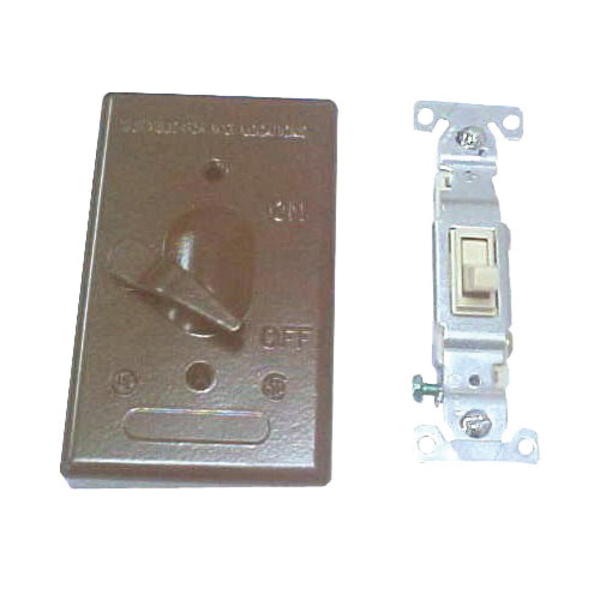 Teddico Bwf BWF Toggle Switch Cover, 4-9/16 in L, 2-13/16 in W, Metal, Bronze, Powder-Coated 613AB-1